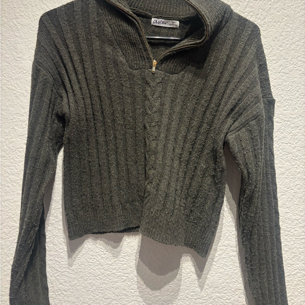 Olive Green Ribbed Sweater